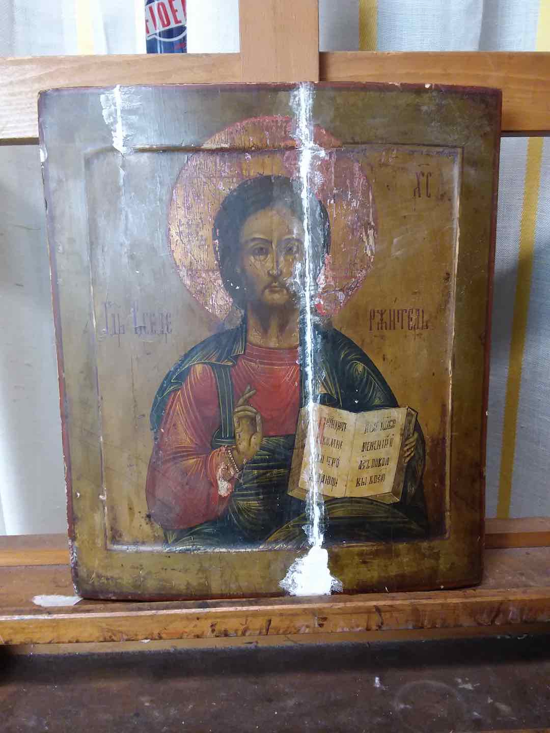Cristo benedicente sec. XIX durante il restauro