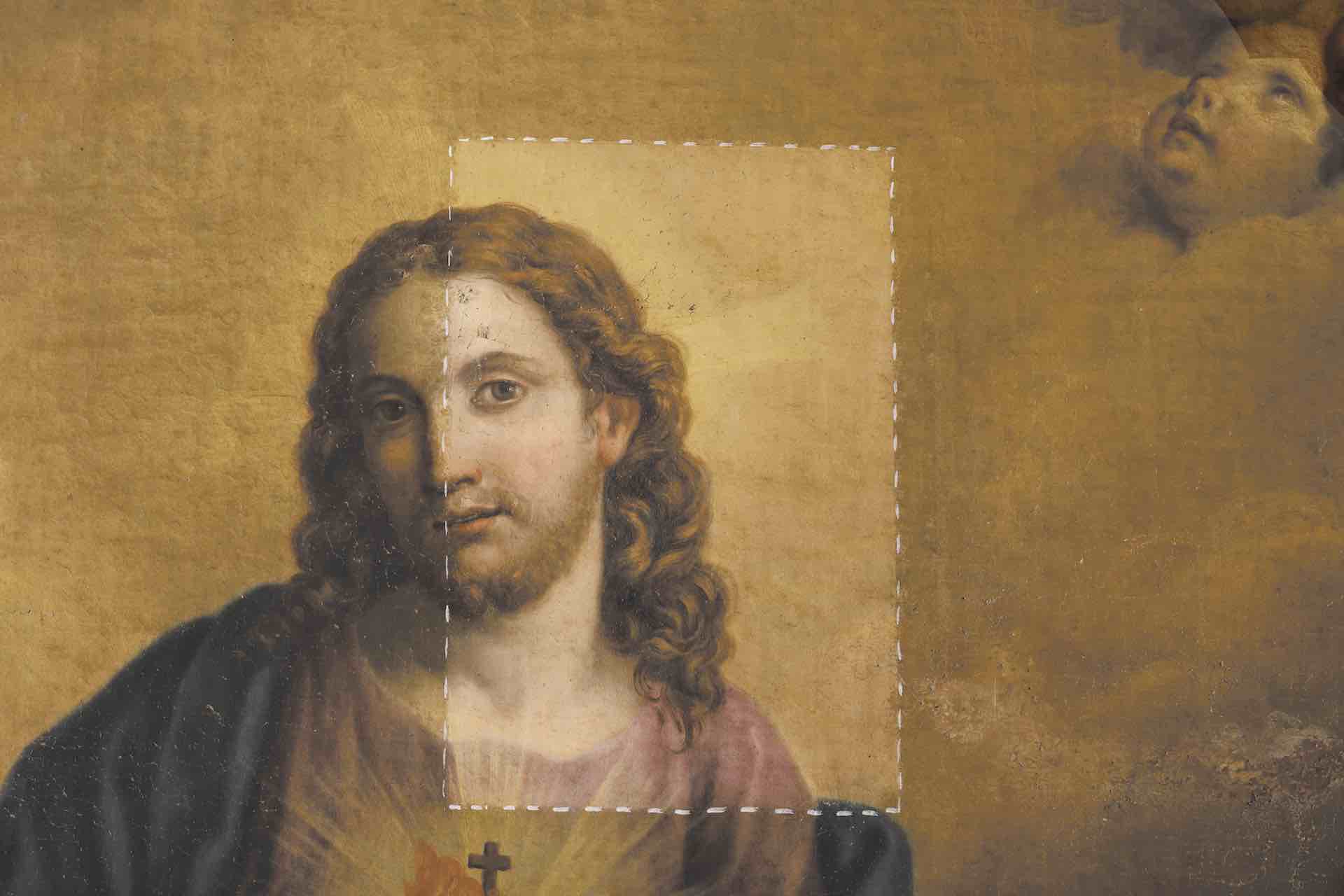 Particolare durante il processo di restauro