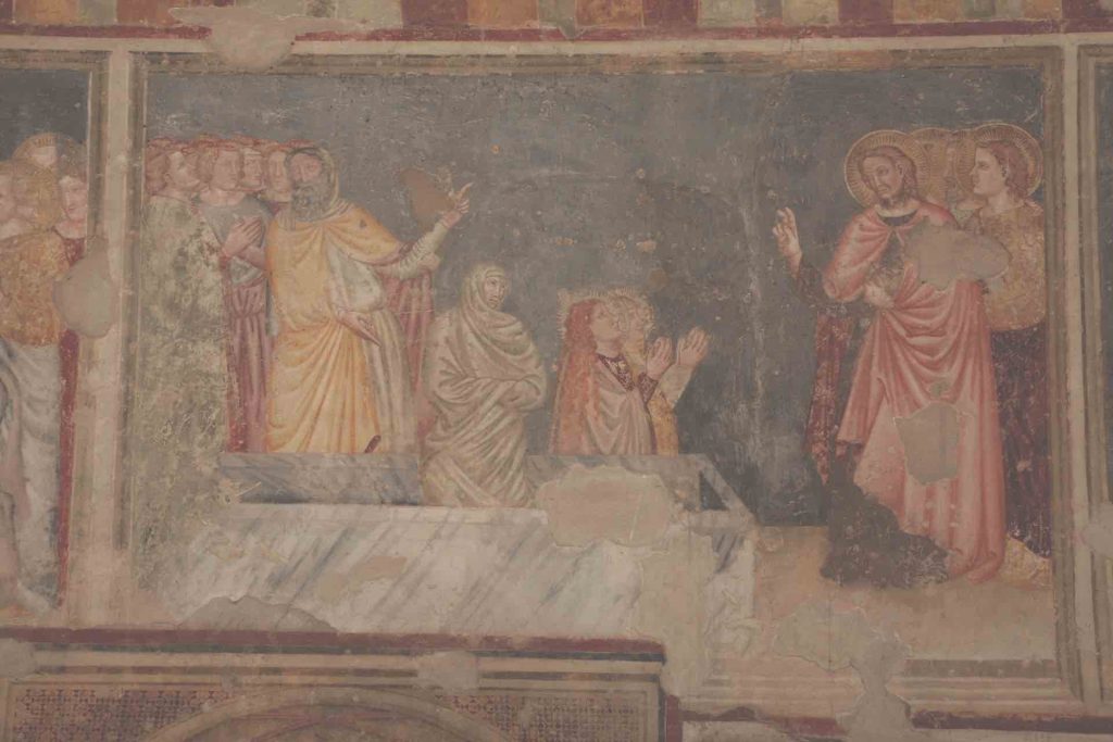 Chiesa SS.Trinità Parete Nord Affreschi Scuola Giottesca - Prima del restauro